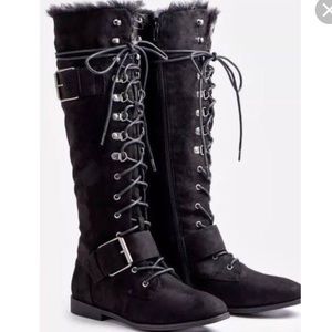 Just Fab flat lace up boots size 9